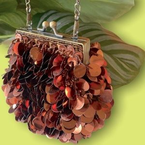 sequin vintage style coin purse chain strap